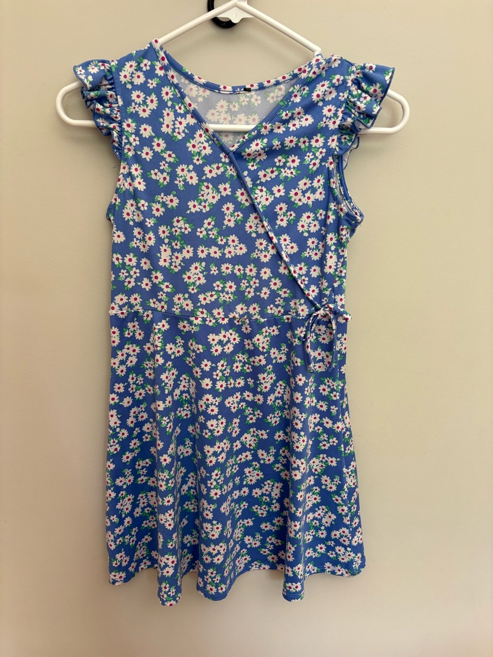 Pink & Violet Girls Blue Daisy Floral Faux Wrap Dress Size 8